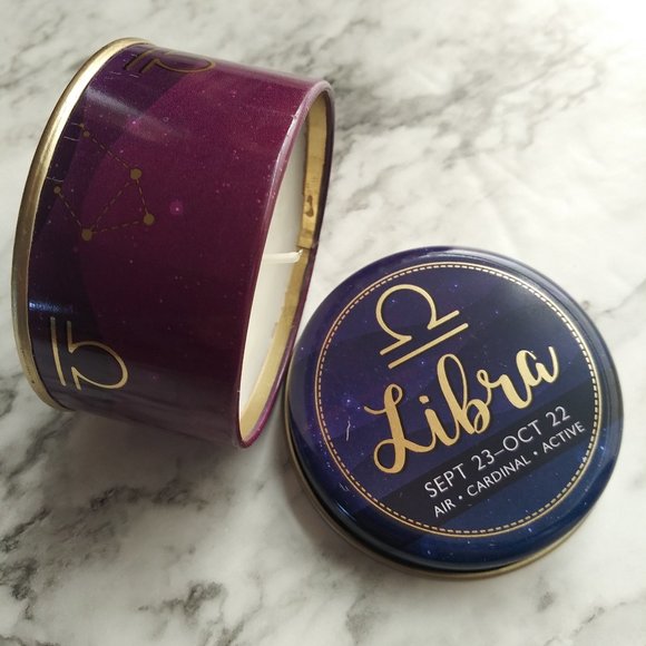 Libra Zodiac Sign Tin Candle (3 oz) - Picture 2 of 7